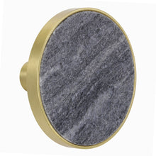 Indlæs billede til gallerivisning Marmor Greb/knage - sort/messing ø42 mm